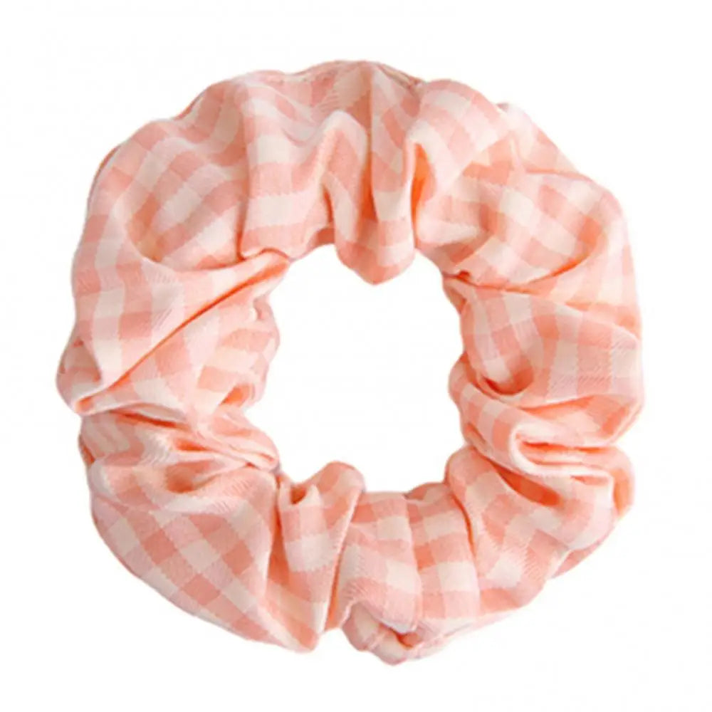 Korean Plaid Pattern Hair Ring Fabric Girl Scrunchie Ponytail Elastic Hairband