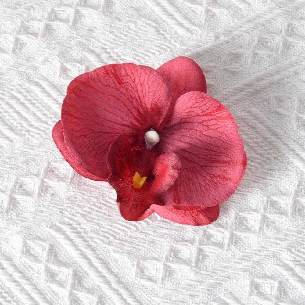 Cute Cloth Flower Hair Clip Pearl Korean Style Orchid Flower Hairpin Female Hair Accessories Duckbill Clip Girl Hair Clip Summer