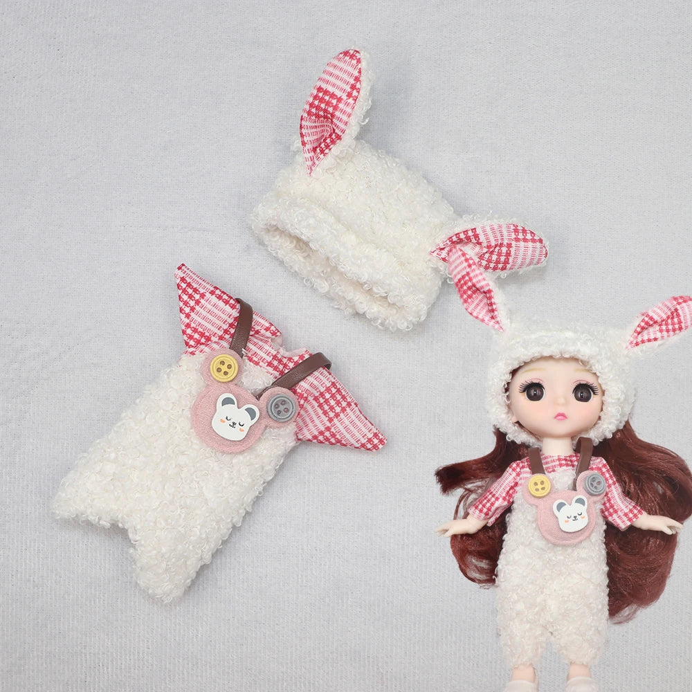 New Clothes For dolls 16 cm 15cm Bjd Clothes Hat Short Sweater Skirt For Mini Doll 1/8 1/12 6inch Hoodie Dress Up Boys and Girls