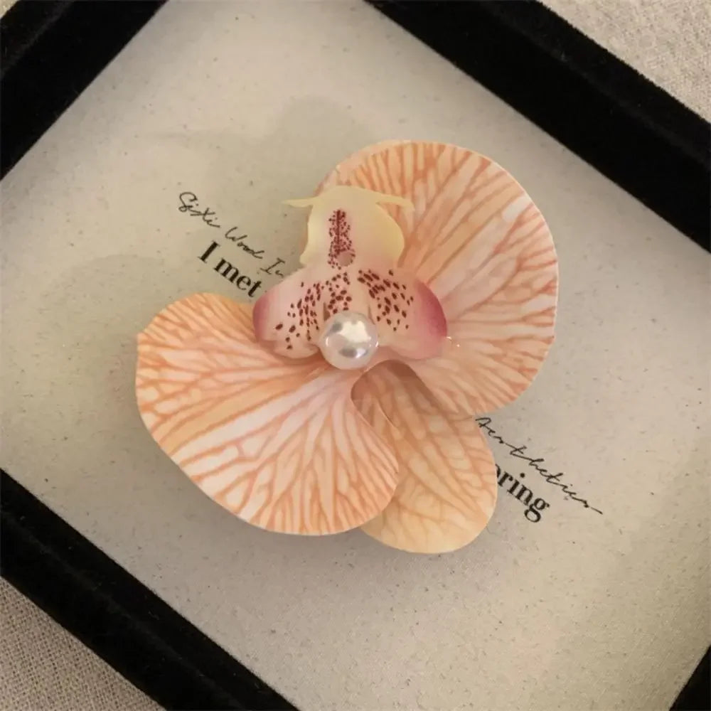 Cute Cloth Flower Hair Clip Pearl Korean Style Orchid Flower Hairpin Female Hair Accessories Duckbill Clip Girl Hair Clip Summer