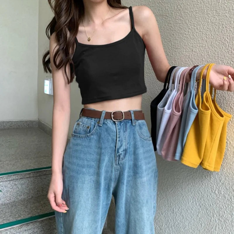 Fashionable Summer Hot Girl Small Camisole, Internet Famous, Worn Inside and Outside, Sexy Base, Beautiful Back, Exposed Navel