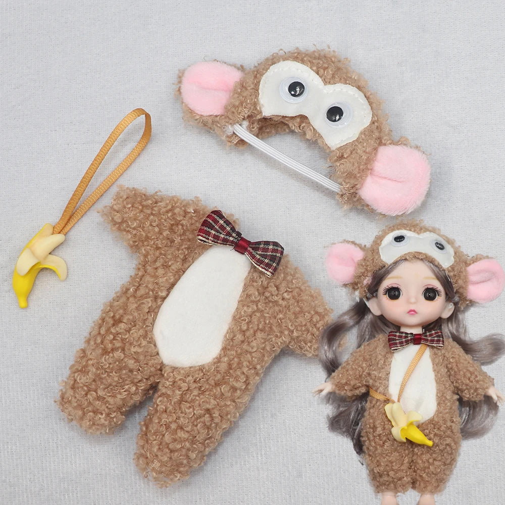 New Clothes For dolls 16 cm 15cm Bjd Clothes Hat Short Sweater Skirt For Mini Doll 1/8 1/12 6inch Hoodie Dress Up Boys and Girls