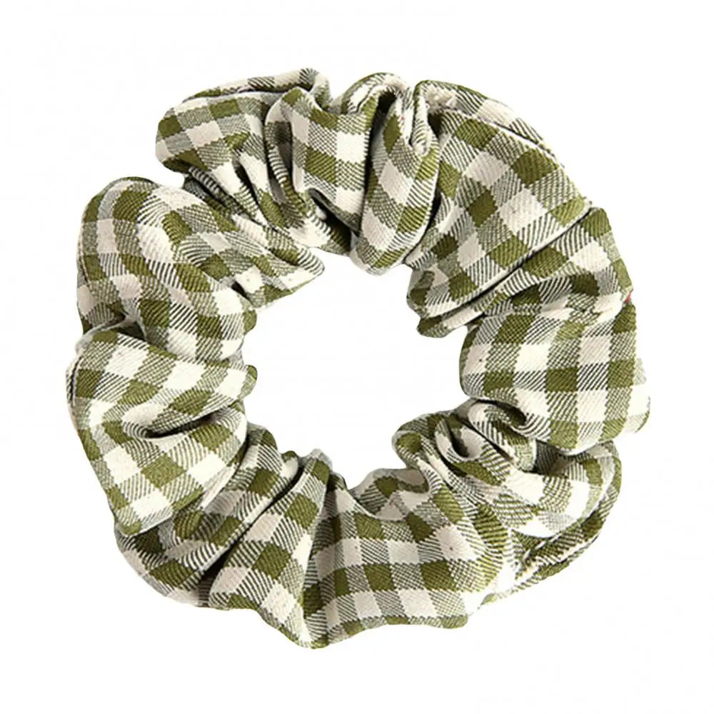 Korean Plaid Pattern Hair Ring Fabric Girl Scrunchie Ponytail Elastic Hairband
