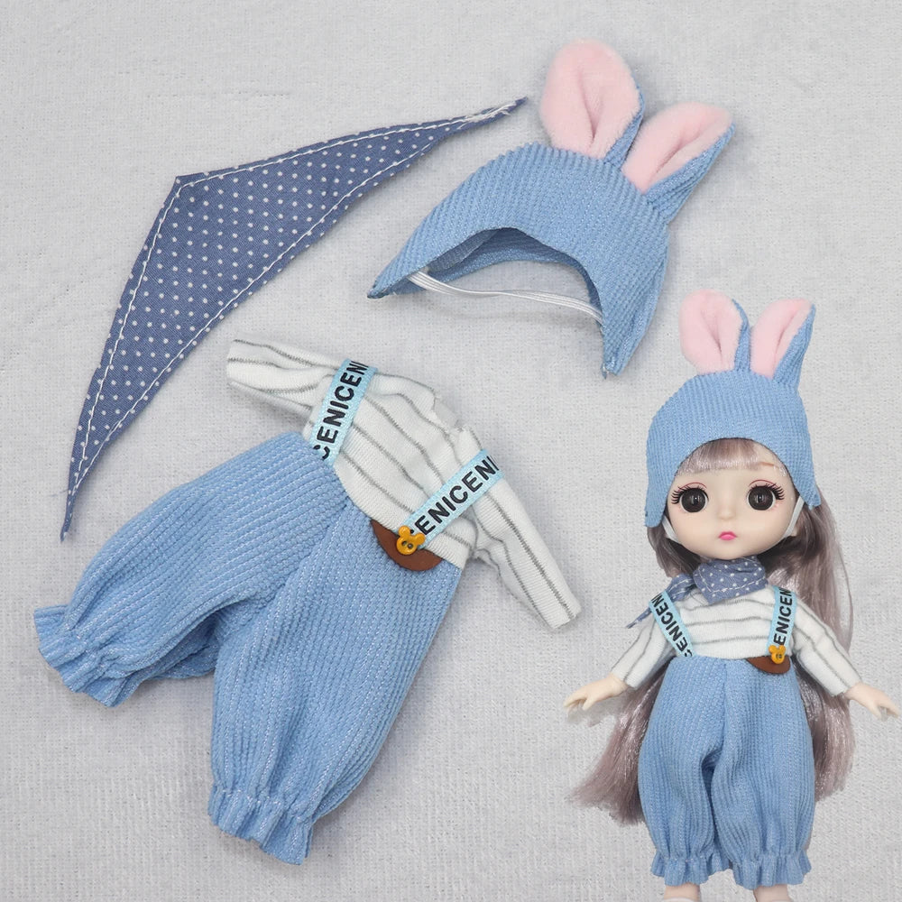 New Clothes For dolls 16 cm 15cm Bjd Clothes Hat Short Sweater Skirt For Mini Doll 1/8 1/12 6inch Hoodie Dress Up Boys and Girls
