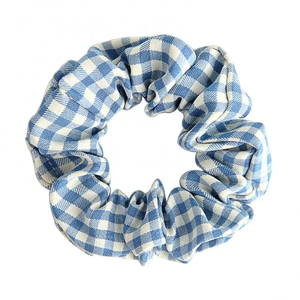 Korean Plaid Pattern Hair Ring Fabric Girl Scrunchie Ponytail Elastic Hairband