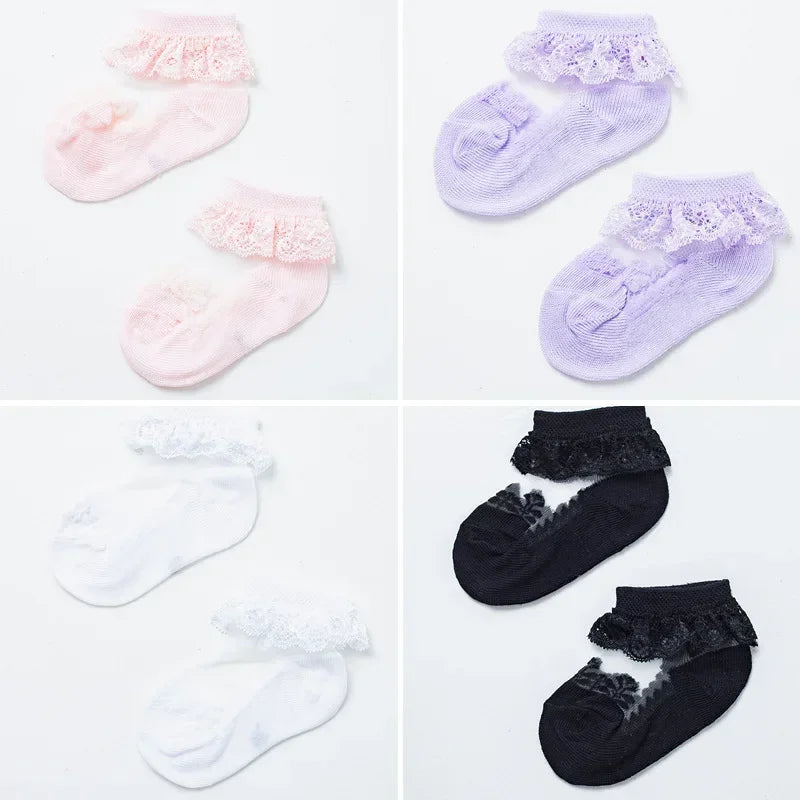 Summer Baby Girl Socks Ruffle Sock for Little Girl Kids Lace Flower Princess Mesh Socks Toddler Socks