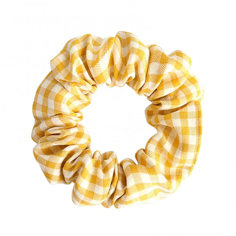 Korean Plaid Pattern Hair Ring Fabric Girl Scrunchie Ponytail Elastic Hairband