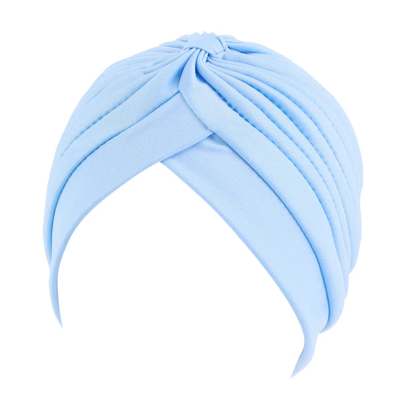 New Knotted Ruffle Turban Ladies Soft Headscarf Casual Streetwear Female Muslim Hijab Indian Hats Cancer Chemo Cap Turbante