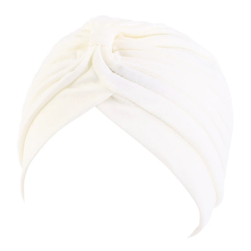 New Knotted Ruffle Turban Ladies Soft Headscarf Casual Streetwear Female Muslim Hijab Indian Hats Cancer Chemo Cap Turbante