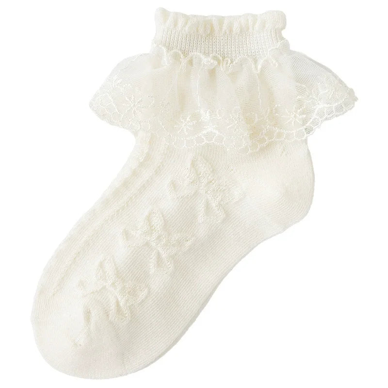 Summer Children's Socks For Girls Mesh Thin Ruffle Lace Princess Kids Elegant Socks Fashion Toddler Baby Dance Sock 1-12Years