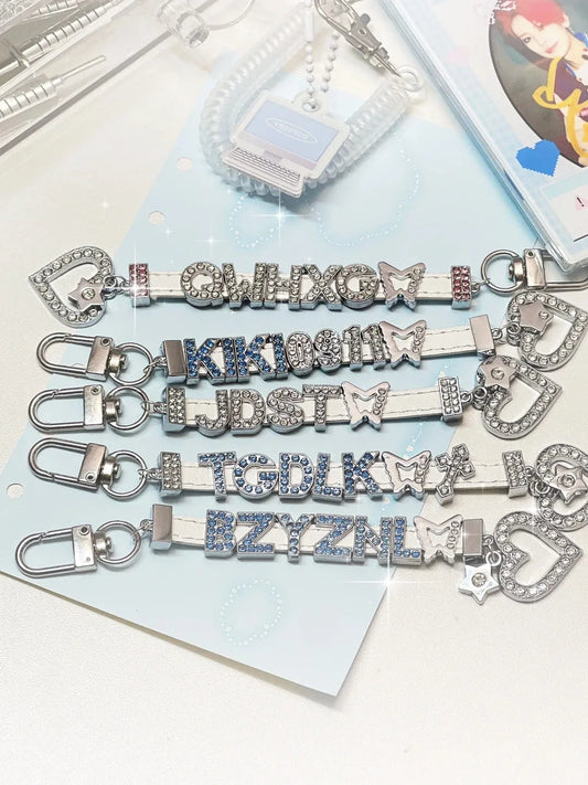 1pcs 8mm Slide Letters Charms Alphabet A-Z Alloy Rhinestone Fit DIY Wristband Bracelet Pet Collar Jewelry Making Women Kids Gift