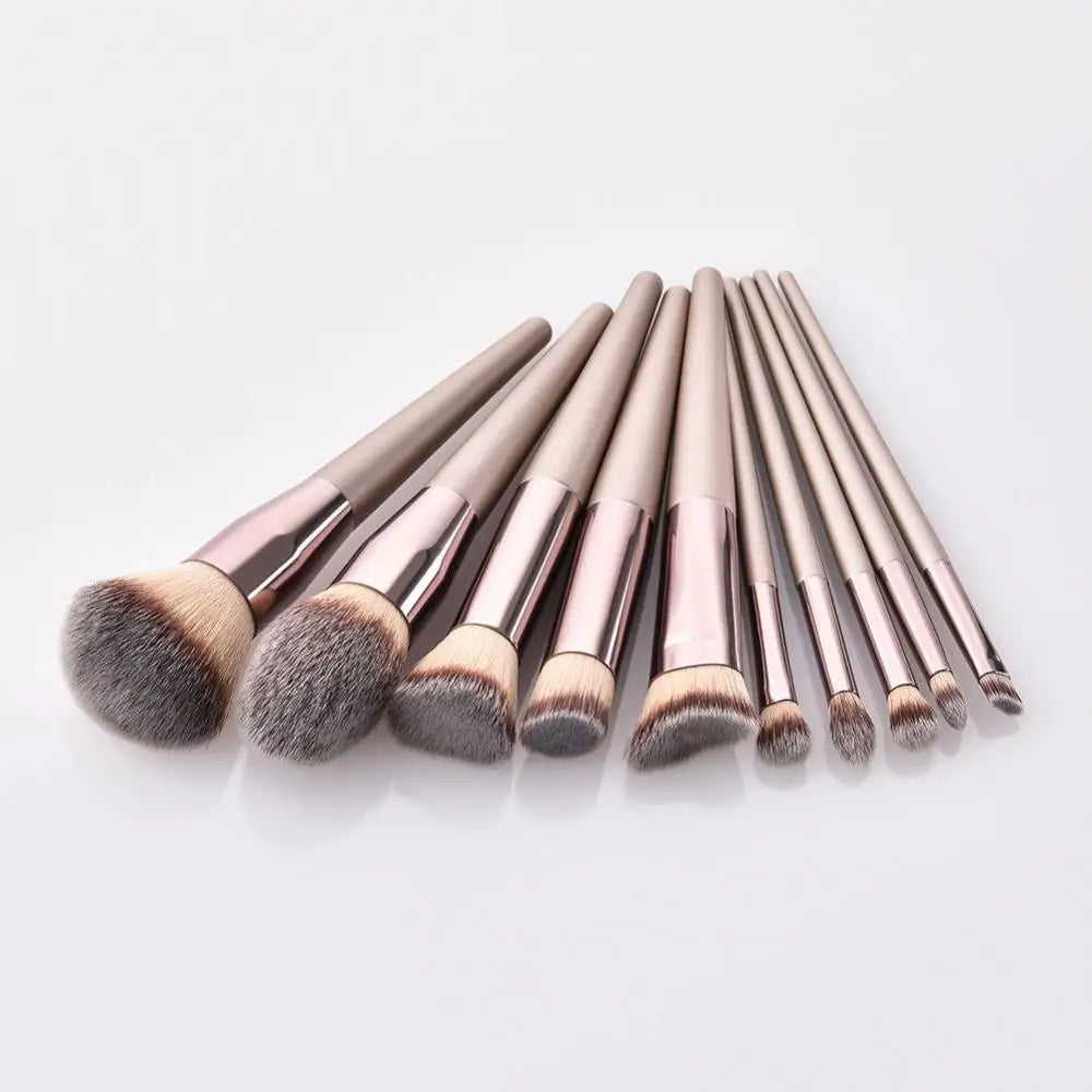 Luxury Champagne Makeup Brushes Powder Blush Eyeshadow Eyelash Concealer Lip Eye Blending Brush Make Up Brushes Set