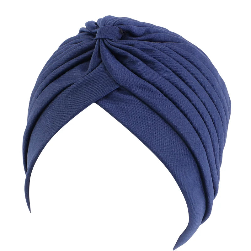 New Knotted Ruffle Turban Ladies Soft Headscarf Casual Streetwear Female Muslim Hijab Indian Hats Cancer Chemo Cap Turbante