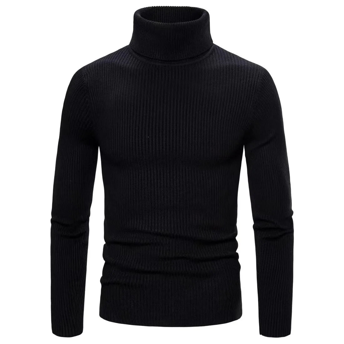Men Pullovers Tops Turtleneck Sweaters Solid Knitted Full Sleeve Casual Regular Top Knit Thick Splice Slim Fit Autumn Winter