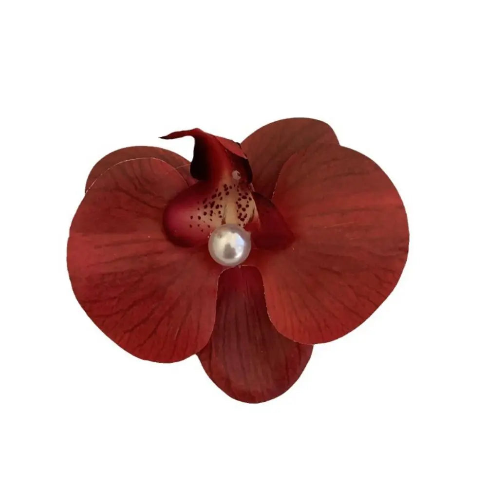 Cute Cloth Flower Hair Clip Pearl Korean Style Orchid Flower Hairpin Female Hair Accessories Duckbill Clip Girl Hair Clip Summer