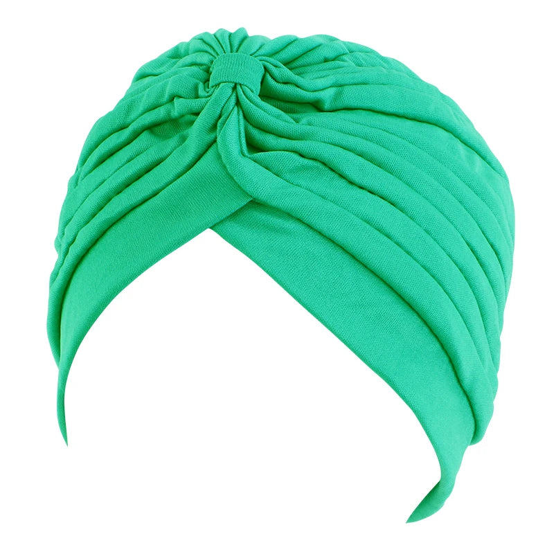 New Knotted Ruffle Turban Ladies Soft Headscarf Casual Streetwear Female Muslim Hijab Indian Hats Cancer Chemo Cap Turbante