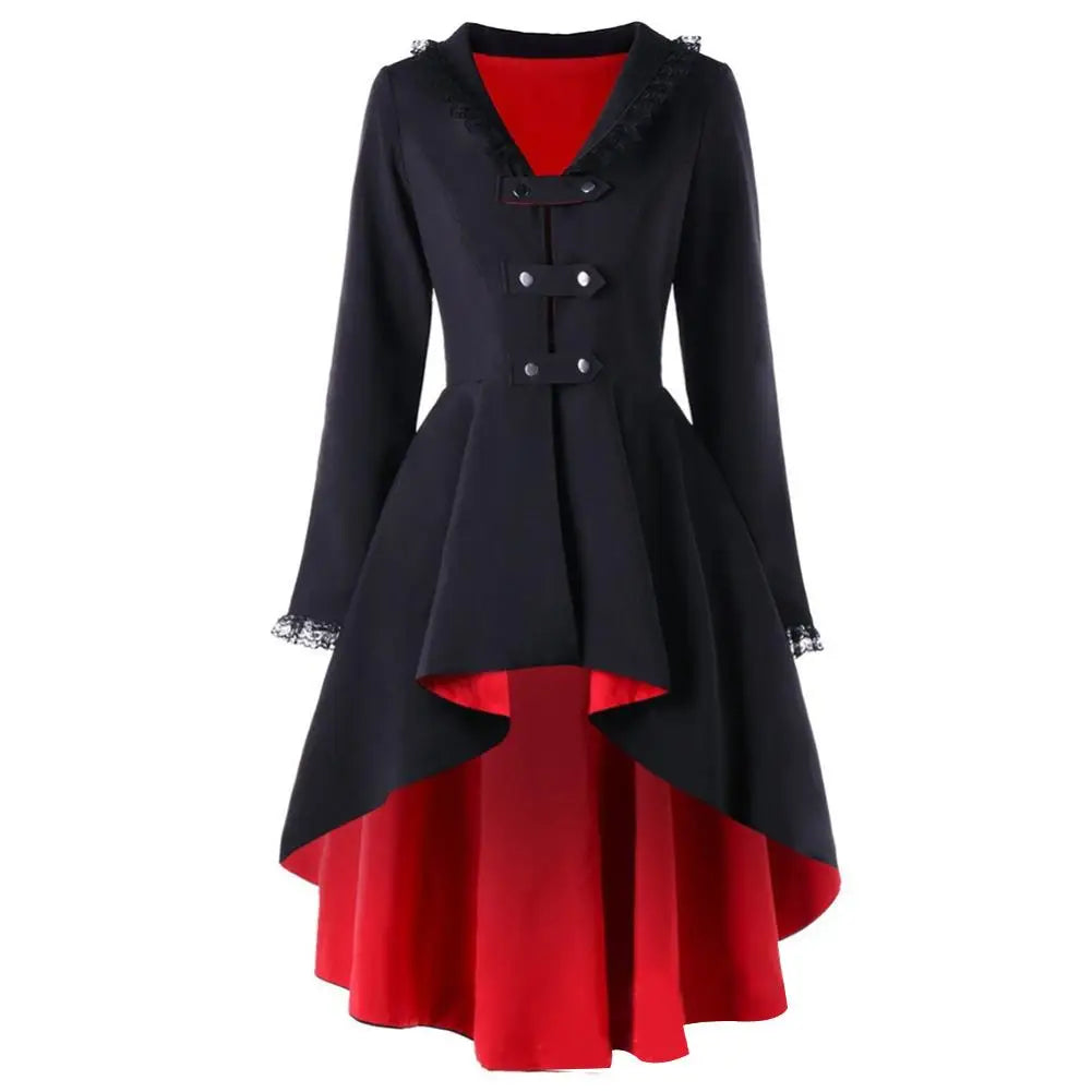 Women Autumn Winter Steampunk Cosplay Night Dress Christmas Victorian Medieval Dance Patry Robe Lace Pathcwork Tuxedo Costumes