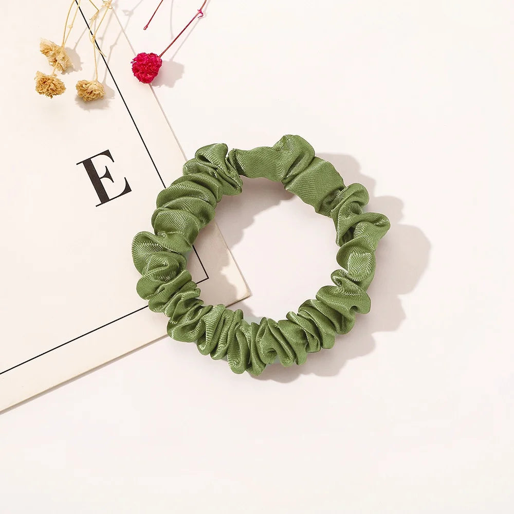 1PC Silk Satin Scrunchies Women Solid Color Hair Rope Elegant Ponytail Holder Rubber Band Elastic Hairband Hair Accessories
