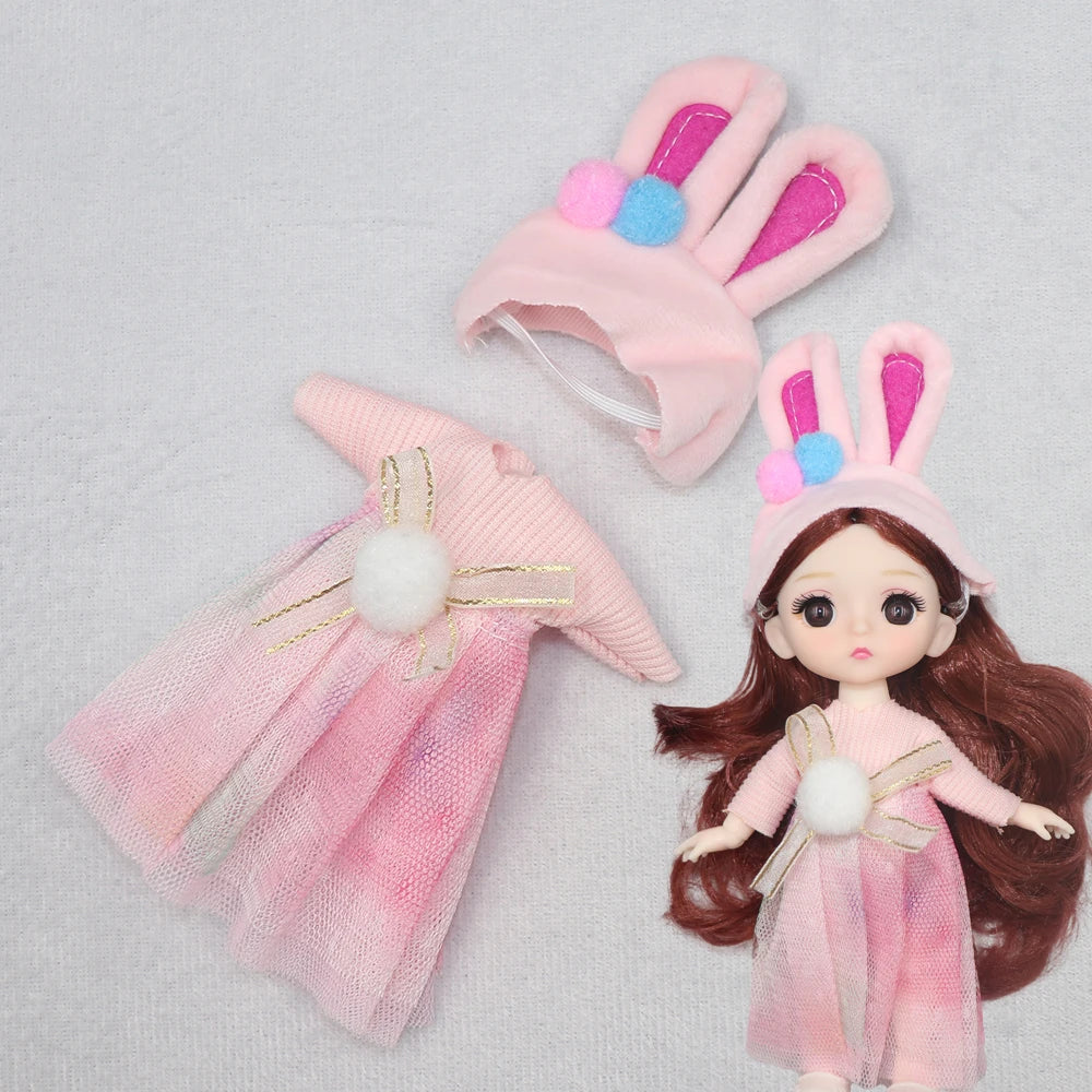 New Clothes For dolls 16 cm 15cm Bjd Clothes Hat Short Sweater Skirt For Mini Doll 1/8 1/12 6inch Hoodie Dress Up Boys and Girls