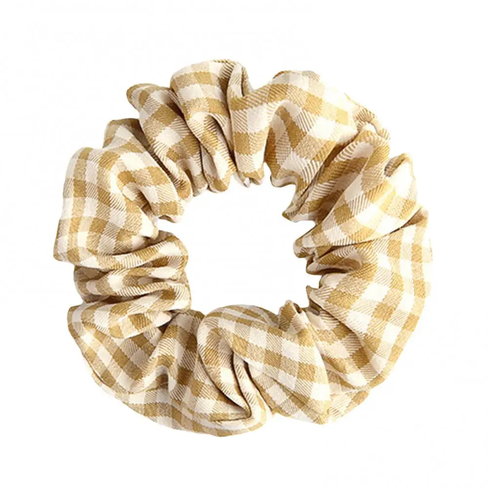 Korean Plaid Pattern Hair Ring Fabric Girl Scrunchie Ponytail Elastic Hairband