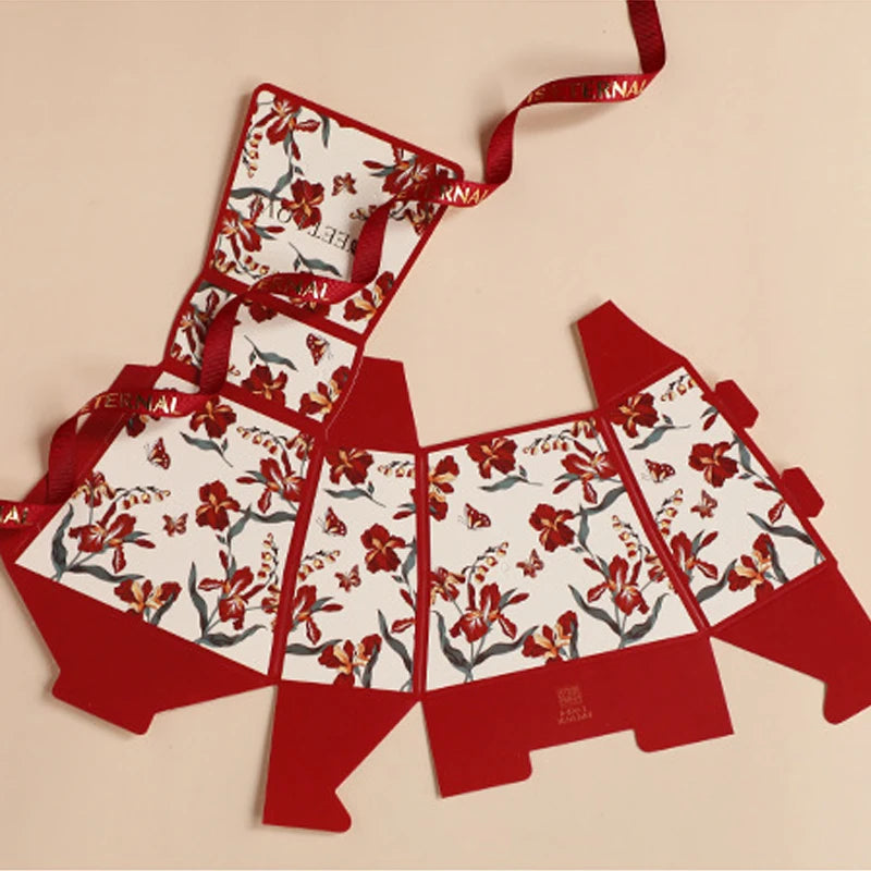 S/L Wedding Candy Box Bow Ribbon Printing Chocolate Cookie Party Supplies Gift Bag Kraft Paper Gift Packaging Box with Handle