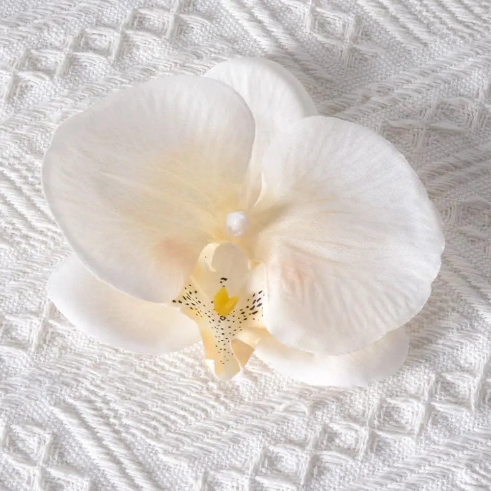 Cute Cloth Flower Hair Clip Pearl Korean Style Orchid Flower Hairpin Female Hair Accessories Duckbill Clip Girl Hair Clip Summer