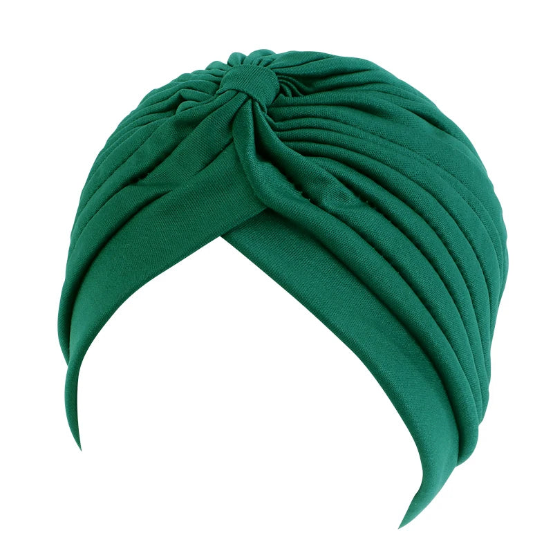 New Knotted Ruffle Turban Ladies Soft Headscarf Casual Streetwear Female Muslim Hijab Indian Hats Cancer Chemo Cap Turbante