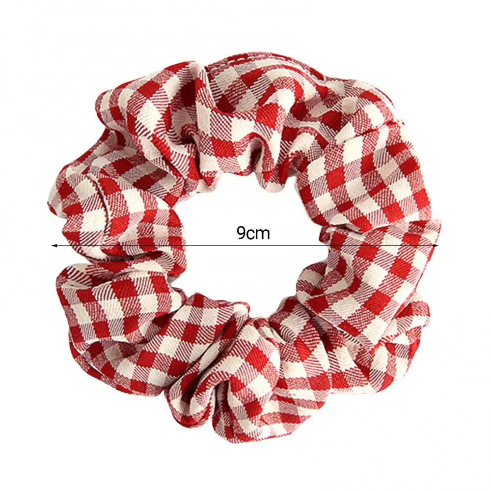 Korean Plaid Pattern Hair Ring Fabric Girl Scrunchie Ponytail Elastic Hairband