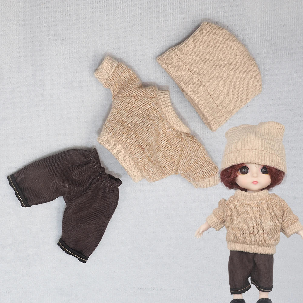 New Clothes For dolls 16 cm 15cm Bjd Clothes Hat Short Sweater Skirt For Mini Doll 1/8 1/12 6inch Hoodie Dress Up Boys and Girls
