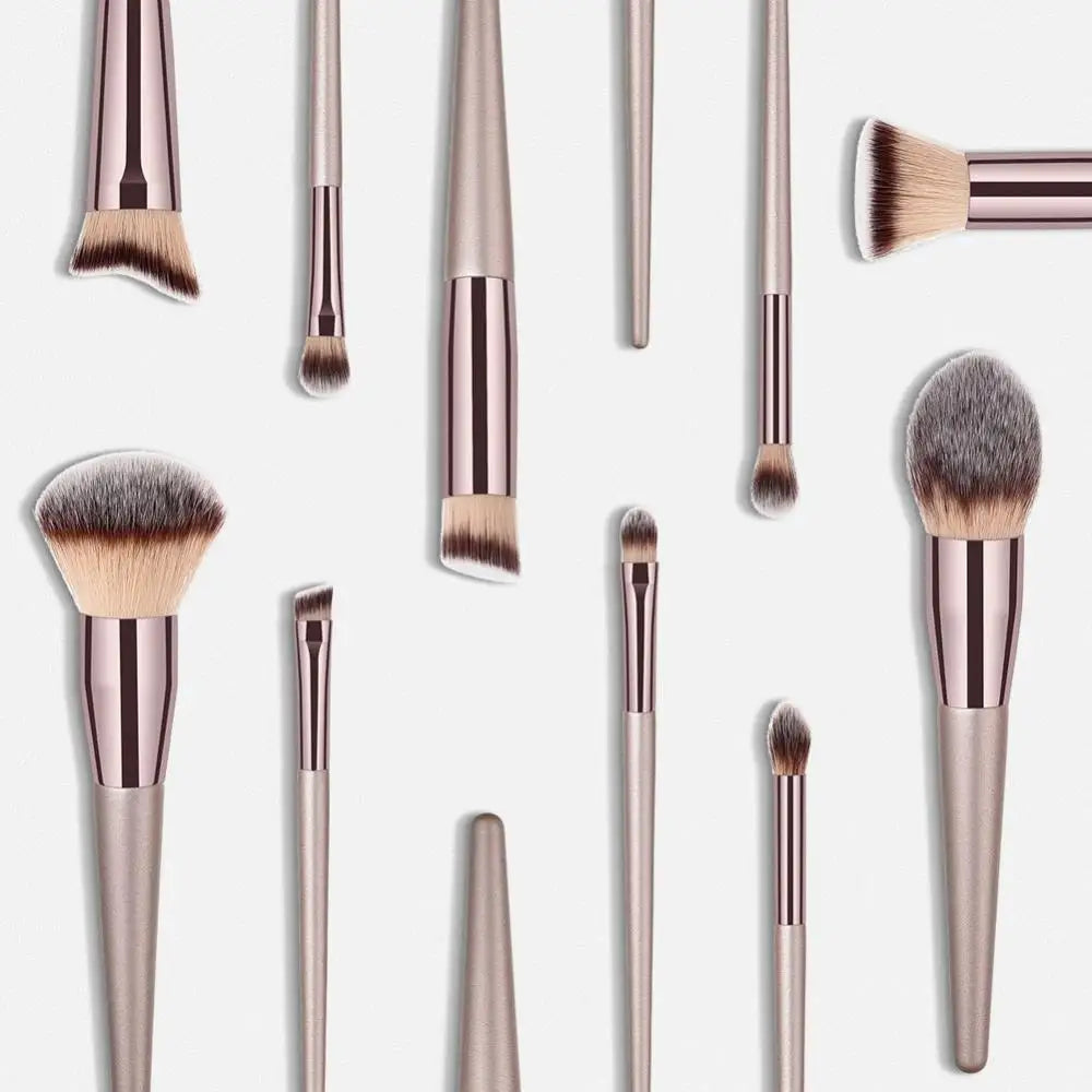 Luxury Champagne Makeup Brushes Powder Blush Eyeshadow Eyelash Concealer Lip Eye Blending Brush Make Up Brushes Set