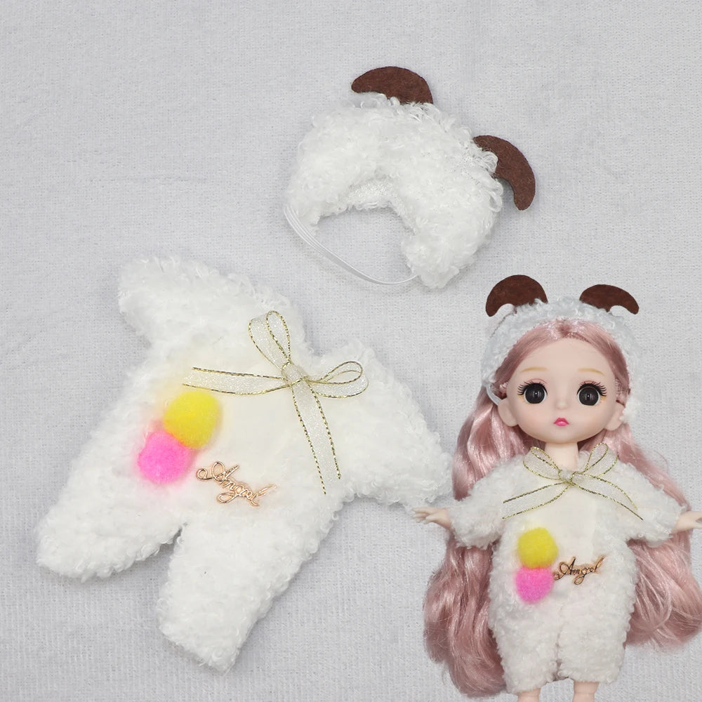 New Clothes For dolls 16 cm 15cm Bjd Clothes Hat Short Sweater Skirt For Mini Doll 1/8 1/12 6inch Hoodie Dress Up Boys and Girls